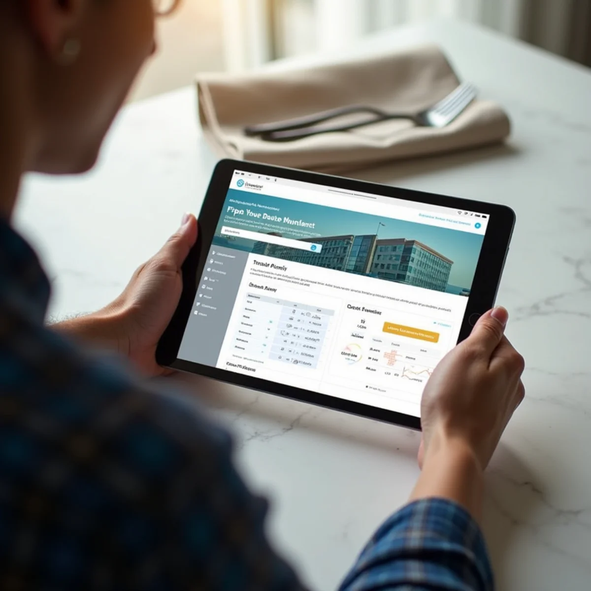 Fairfax County PLUS online permit submission dashboard on tablet computer