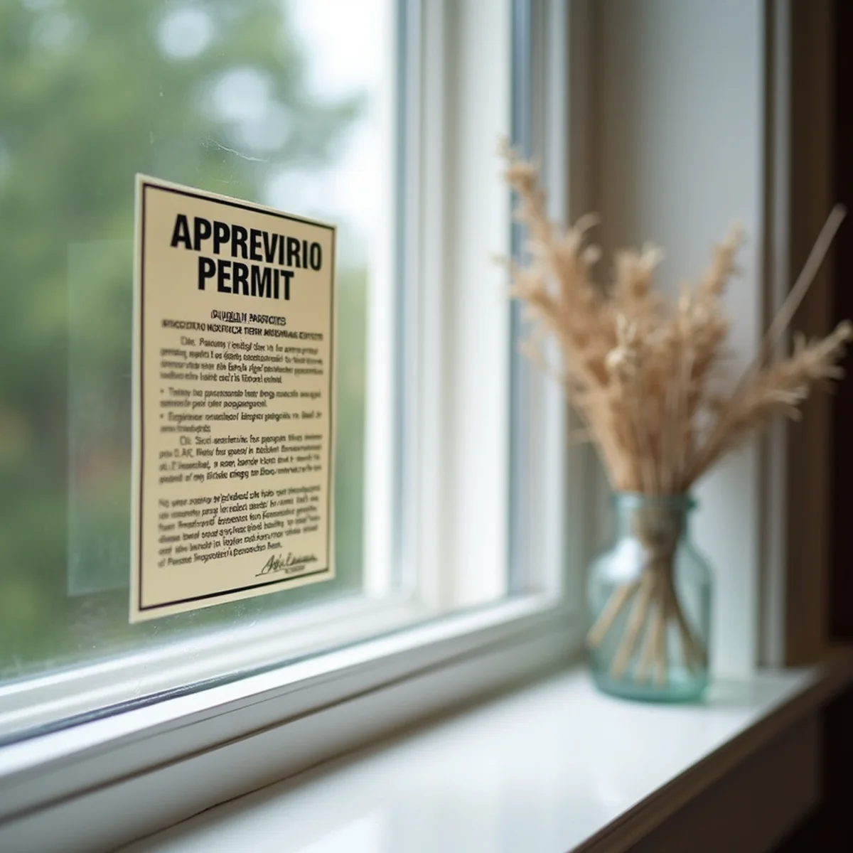 Official Fairfax County approved plumbing permit inspection sticker on mechanical unit