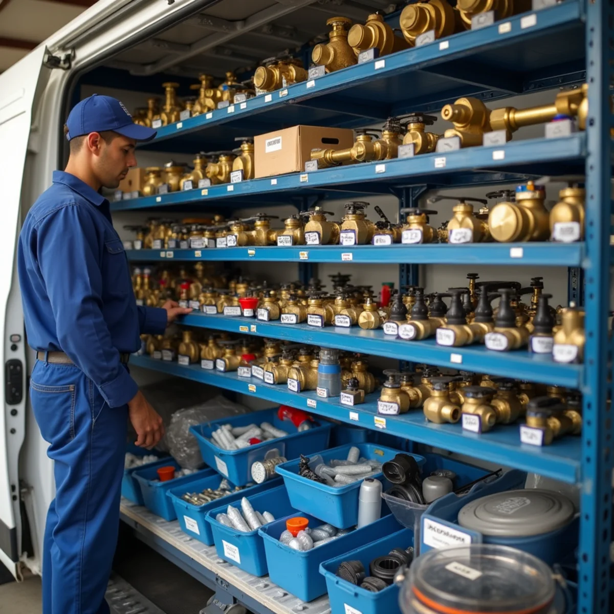 High-grade brass valves and Uponor PEX-A expansion piping on service vehicle