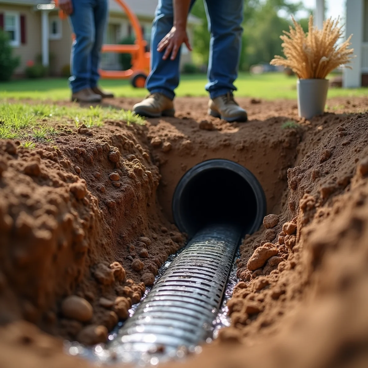 Heavy groundwater rushing into sump pit through foundation drain tiles